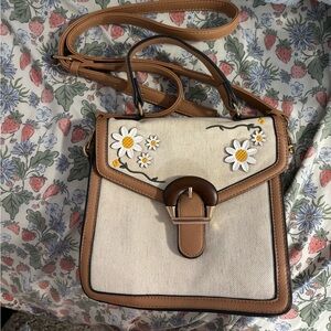 Cato Tan and Cream Floral Crossbody Bag